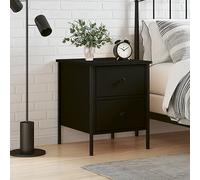 Comodino Nero Moderno 40x42x50 cm Legno Multistrato con 2 Cassetti, Mobiletto Notte Camera da Letto, Design Industriale, Tavolino Comodino per Soggiorno Camera, Regolabili, Assemblaggio Facile