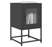 Comodino Nero Steel Nightstand with Storage Cabinet, 36x39x60.5 cm Cold Rolled Steel Bedside Table for Bedroom Bathroom Kitchen Office, Durable Modern Furniture with Handles and Metal Feet