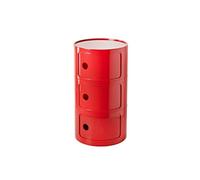 Comodino nordico moderno con cassetti e porta scorrevole Comodino rotondo Cassettiera per camera da letto Organizer in plastica a 2/3/4 livelli (rosso 32 * 58 cm)