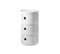 Comodino nordico moderno con cassetti porta scorrevole e 2/3/4 ripiani portaoggetti rotondo in plastica comodino cassettiera per camera da letto dimensioni 32 x 58 cm (colore: bianco puro)