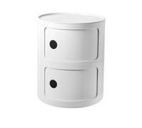 Comodino Rotondo A 2 Ripiani, Comodino Rotondo Comodino Nordico Comodino Comodino Con Ante Scorrevoli Comodino Rotondo Per Camera Da Letto(Color:Bianco puro)