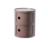 Comodino Rotondo A 2 Ripiani, Comodino Rotondo Comodino Nordico Comodino Comodino Con Ante Scorrevoli Comodino Rotondo Per Camera Da Letto(Color:Colore caffè)