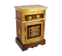 Comodino Orientale Gowri In Legno Massiccio E Ottone Marrakesch, 30x45x65 Cm