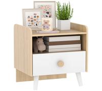 Comodino per Bambini con Cassetto e Vano a Giorno 40x32.5x40 cm in Legno Bianco