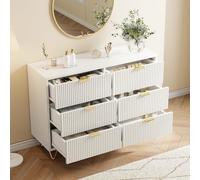 Comodino per camera da letto, comodino con 6 cassetti, 34 x 100 x 73 cm Comodini per soggiorno con cassetti Mobile in legno con cassetti per soggiorno, ingresso o camera da letto (L bianco)