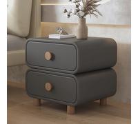 Comodino per Camera da Letto con Cassetti Portaoggetti Comodino Moderno in Legno in Stile Italiano con Superficie in Tessuto E Gambe in Frassino, Adatto A Piccoli Spazi, El, Dark Gray, 50 * 40 * 50cm