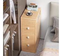 Comodino per camera da letto in legno massello con 3 cassetti e ripiano laterale aperto Armadietto per fessure ultra-stretto Comodino moderno semplice Tavolino da salotto