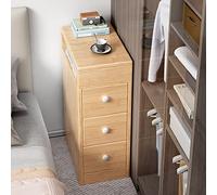 Comodino per camera da letto in legno massello con 3 cassetti e ripiano laterale aperto Armadietto per fessure ultra-stretto Comodino moderno semplice Tavolino da salotto