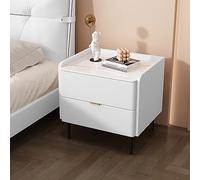 Comodino per camera da letto in legno massello di ardesia con piano di lavoro e cassetti, con piano in pelle e gambe in acciaio al carbonio placcato oro, stile versatile in camera da letto (