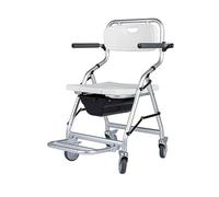 Comodino pieghevole per doccia, sedia da doccia portatile in alluminio con ruote e poggiapiedi, per anziani, disabili e donne in gravidanza. Ausili per la mobilità nella vita quotidiana.