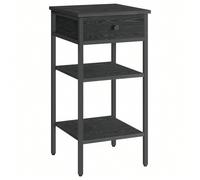 Comodino, punta del divano, tavolino da notte, alto con cassetto e 2 ripiani di stoccaggio, salvaspazio, stile industriale, marrone rustico e nero/Bianco Nuvola/Nero Ebano e Nero Inchiostro [Stile ind