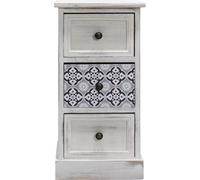 Rebecca Mobili Comodino 3 Cassetti, Cassettiera Piccola, Legno Mdf, Bianco Grigio, Montato, Stile Shabby - Misure: 59,5 x 30 x 25 cm (HxLxP) - Art. RE6603
