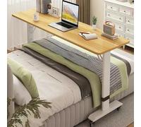 Comodino Regolabile in Altezza, con Ruote, Tavolo da Computer in Legno, soddisfa Le Diverse Esigenze di Lavoro e intrattenimento a Letto,A01,120 * 60
