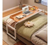 Comodino regolabile per uso domestico e ospedaliero, design allungabile e flessibile, finitura in legno, perfetto per la cura del paziente e la comodità quotidiana