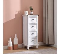 Comodino retrò in legno massello - Cassettiera stretta con 4 cassetti, semplice armadio angolare per riporre e riordinare eleganza, perfetto per camera da letto o soggiorno