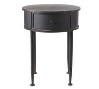 Comodino rotondo a 1 cassetto in metallo nero