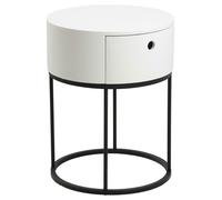 COMODINO ROTONDO bianco Polo CON CASSETTO base in metallo