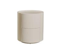 AMOCHO Comodino Rotondo, Comodino in Legno massello con 2 cassetti, tavolino con scivoli silenziosi for Camera da Letto, Soggiorno (Color : Cream White, Size : 45x46cm)