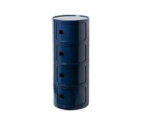 Comodino Rotondo con 3 Cassetti e Anta Scorrevole, Comodino Stile Componibile, Mobiletto Moderno in Plastica Giallo Curcuma per Camera, Soggiorno, Bagno(Navy blue,4 Tier)