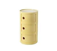 Comodino Rotondo con 3 Cassetti e Anta Scorrevole, Comodino Stile Componibile, Mobiletto Moderno in Plastica Giallo Curcuma per Camera, Soggiorno, Bagno(Yellow,3 Tier)