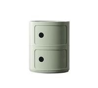 Comodino Rotondo con 3 Cassetti e Anta Scorrevole, Comodino Stile Componibile, Mobiletto Moderno in Plastica Giallo Curcuma per Camera, Soggiorno, Bagno(Light green,2 Tier)