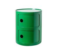 Comodino Rotondo con 3 Cassetti e Anta Scorrevole, Comodino Stile Componibile, Mobiletto Moderno in Plastica Giallo Curcuma per Camera, Soggiorno, Bagno(Green,2 Tier)