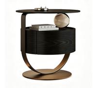 Comodino Rotondo Con Luce A Sensore,Cassetto E Ripiano,Già Montato | Luce Sensore Morbida,Cassetto Silenzioso,Piano In Pietra,Bordi Arrotondati,Già Montato,Design Moderno for Camera(A,D 17.7")