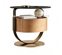 Comodino Rotondo Con Luce A Sensore,Cassetto E Ripiano,Già Montato | Luce Sensore Morbida,Cassetto Silenzioso,Piano In Pietra,Bordi Arrotondati,Già Montato,Design Moderno for Camera(D,D 15.7")