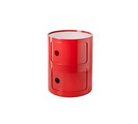 Comodino rotondo impilabile moderno con cassetto portaoggetti Combinazione di unità comodino rosso a 2 livelli per BOffice Tavolino d'angolo da soggiorno con ripiano portaoggetti Armadietto
