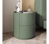 Comodino rotondo in legno massello bianco moderno e minimalista con doppi cassetti portaoggetti, comodino minimalista mini camera da letto moderna-comodino in legno massello ( Color : Fruit green , Si