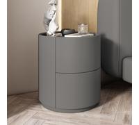 Comodino rotondo in legno massello bianco moderno e minimalista con doppi cassetti portaoggetti, comodino minimalista mini camera da letto moderna-comodino in legno massello ( Color : Dark gray , Size
