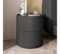 Comodino rotondo in legno massello bianco moderno e minimalista con doppi cassetti portaoggetti, comodino minimalista mini camera da letto moderna-comodino in legno massello ( Color : Black , Size : 1