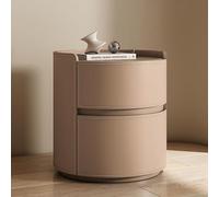 Comodino Rotondo, Comodino In Legno Per Camera Da Letto, Comodino Esterno In Pelle, Comodino Portaoggetti Tavolini Da Soggiorno Cassetto Mensola Comodino (LEATHER-H,40x40x50cm)