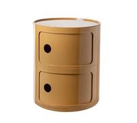 Comodino rotondo minimalista nordico con 2 ripiani giallo zenzero con ante scorrevoli, elegante contenitore per camera da letto, perfetto per piccoli spazi