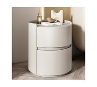 Comodino Rotondo Moderno con 2 Cassetti di Stoccaggio Minimalisti Tavolino da Salotto in Legno Cassettiera da Letto da Salotto, Keine Montage Erforderlich (Color : #01, Size : 45x45x50cm)