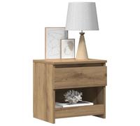 Comodino Rovere Artigianale 40x30x39 cm in Legno Multistrato, Nightstand with Drawer and Shelf, Elegant Bedroom Furniture, Handcrafted Oak Finish, Sturdy Particle Board Construction