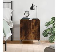 Comodino Rovere Fumo 40x40x50 cm in Legno Multistrato, Modern Nightstand with Storage Shelf and Metal Legs for Bedroom Living Room, Engineered Wood Side Table with Smooth Surface Wall Mounting Kit