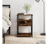 Comodino Rovere Fumo Bedside Table 40x42x55 cm Engineered Wood with Storage Shelf and Adjustable Feet for Bedroom Living Room Modern Nightstand
