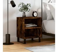 Comodino Rovere Fumo Bedside Table with 2 Storage Shelves, Engineered Wood Nightstand with Stable Surface for Bedroom Living Room, 40x30x50 cm Multilayer Plywood Furniture