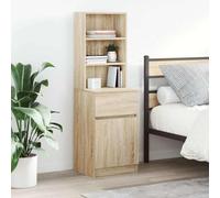 Comodino Rovere Sonoma Nightstand with Drawer, Multifunctional Bedside Table 39x35x125 cm, Engineered Wood Storage Cabinet for Bedroom Living Room, Durable Modern Design with Wall Mounting Safety