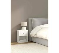 Dmora - Comodino Roxanne, Comò basso, Tavolino da notte, Mensola da letto, 38x30 h48 cm, Bianco