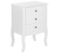 Beliani Comodino Scandinavo Camera da Letto in MDF Bianco 3 Cassetti