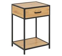 Comodino Seaford con cassetto e ripiano, in MDF, metallo e rovere selvatico.