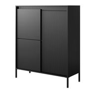 Comodino SELBU KOM1 - Nero - Fronti Rigati - Larghezza 104 cm, Altezza 124 cm, Profondità 40 cm