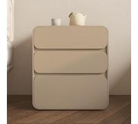 Comodino semplice in legno massello moderno in pelle bianca con 3 cassetti color crema elegante comodino da pavimento armadio portaoggetti non richiede montaggio (dimensioni: 40 x 40 x 56 cm, colore