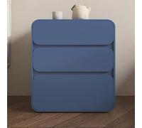 Comodino semplice in legno massello moderno in pelle bianca con 3 cassetti color crema elegante comodino da pavimento armadio portaoggetti non richiede montaggio (dimensioni: 50 x 40 x 56 cm, colore
