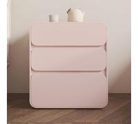 Comodino semplice in legno massello, moderno, in pelle bianca, con 3 cassetti, color crema, elegante comodino da pavimento, non richiede montaggio (dimensioni: 50 x 40 x 56 cm, colore: H)