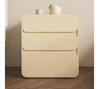 Comodino semplice in legno massello moderno in pelle bianca con 3 cassetti color crema elegante comodino da pavimento armadio portaoggetti non richiede montaggio (dimensioni: 45 x 40 x 56 cm, colore