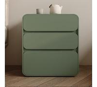 Comodino semplice in legno massello moderno in pelle bianca con 3 cassetti color crema elegante comodino da pavimento armadio portaoggetti non richiede montaggio (dimensioni: 35 x 40 x 56 cm, colore