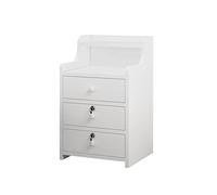 Comodino semplice per camera da letto, comodino con serratura, 37 x 34 x 60, bianco caldo